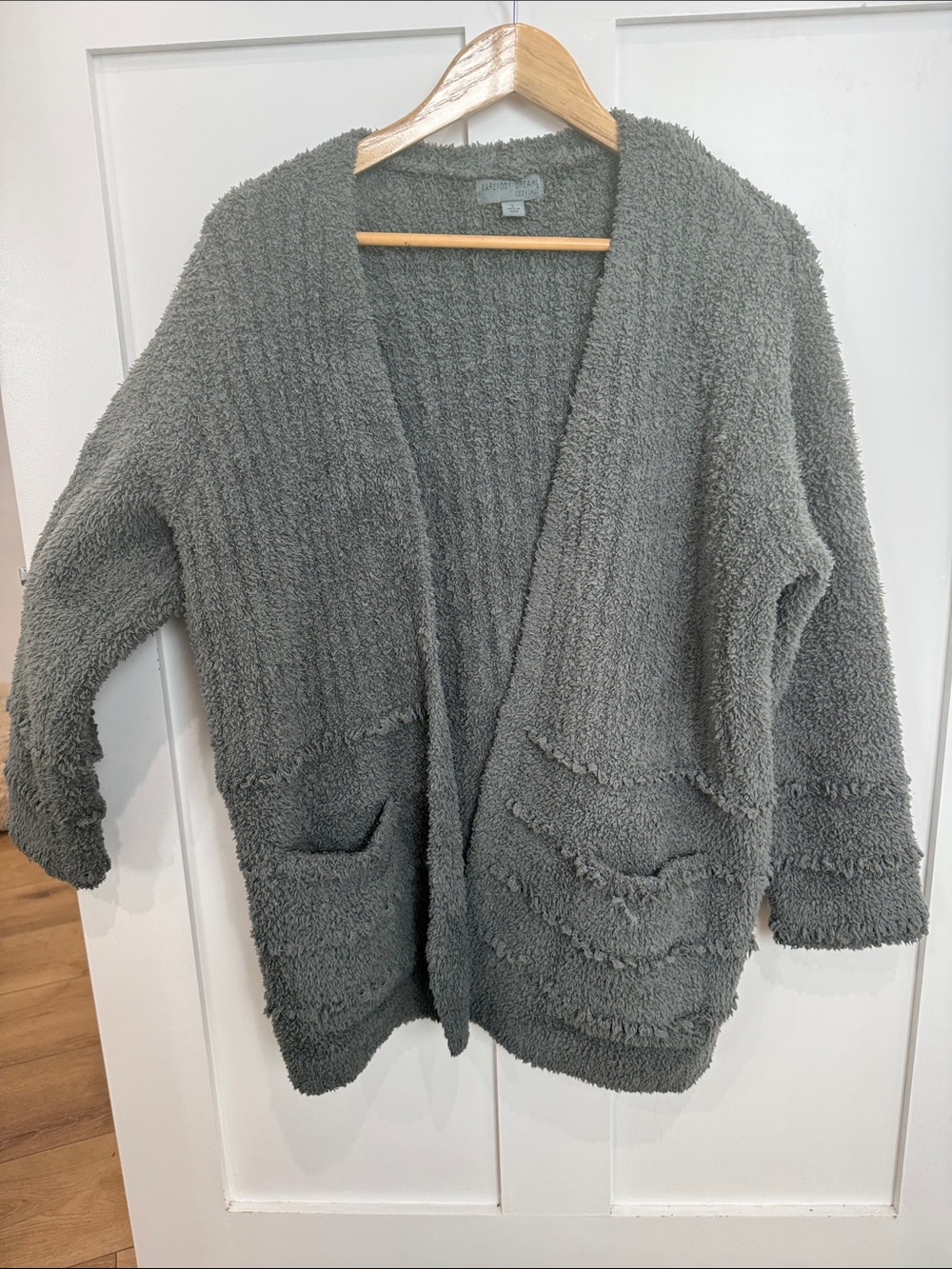 Barefoot Dreams Plush Open-Front Cardigan - Gray Green